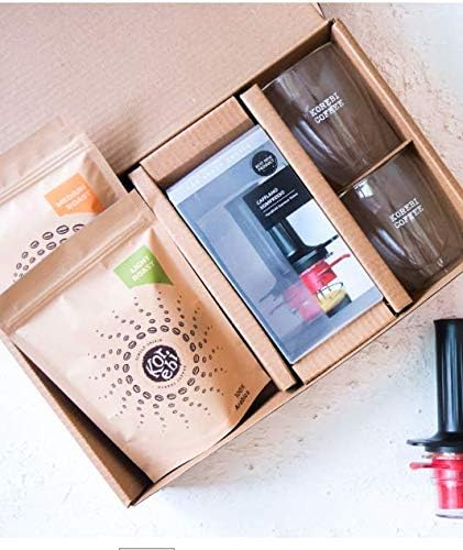 Korebi Coffee Cafflano Kompresso Brewer with Medium, Dark Roast Coffee Bags & Glasses (Combo of 5)