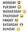 Days of The Week Emoji Faces Vinyl Wall Decal Sticker #6071s 22in X 17in (Black)
