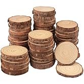 90 PCS 3-4 Inch Natural Wood Slices, Unfinished Pine Wood Circles with Barks for Coasters, DIY Crafts, Christmas Rustic Wedding Ornaments and Centerpieces,by GNIEMCKIN.