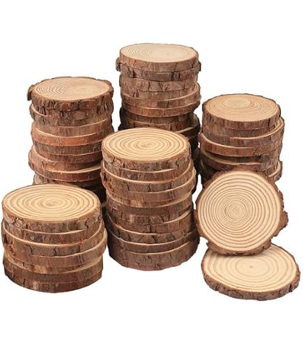 36 PCS Unfinished Wood Discs - 9-10cm (3.5-4") Natural Pine Wood Slices, 1cm Thick For Craft & DIY-880997