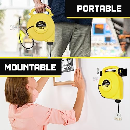 TerraBloom Retractable Extension Cord Reel with Light Indicator 14/3