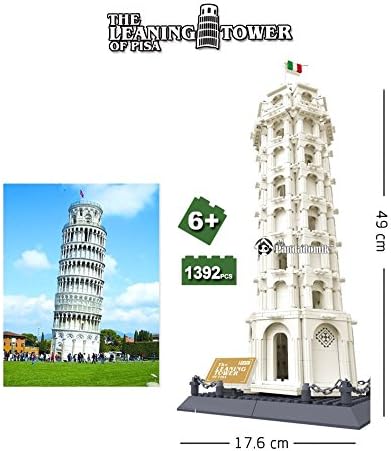 Learning &amp; Development Toys Plastic Model Building Blocks Architecture "Leaning Tower of Pisa" Large Size 19.5" (1,392 pcs)