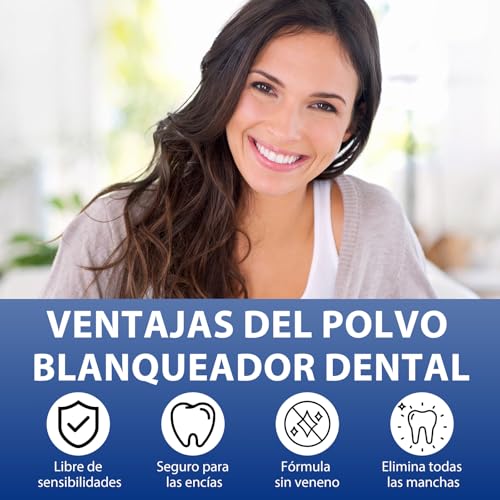 Blanqueador Dental Profesional,Polvos Blanqueadores Dientes,Blanqueamiento Dental Eliminación Profunda de Manchas,Eficaz Para Fortalecer Dientes y Encías,Suave Para Dientes Sensibles(Azul)