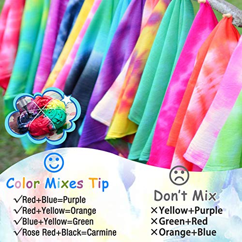 Tie Dye Kit, VSADEY 26 Colors Fabric Dye Party Kit Tie Dye Set Party Supplies with Pigments, Rubber Bands, Gloves, Apron and Table Cover for Clothes Craft Arts Fabric Textile DIY Handmade Project