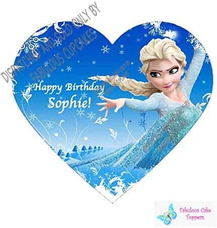 Princess Personalised Cake Topper Icing Sugar Heart Shape imge A