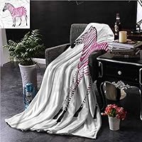 SSKJTC Pink Zebra Coral Throw Blanket Double-Sided Printing Savannah Animal Art Bed Sleeping Travel Pets Reading W60 xL80