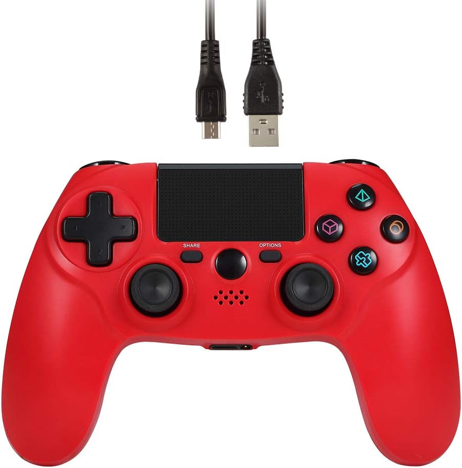 Jevogh Wireless Controller for PlayStation 4, JV25 DualShock PS4 Controller Bluetooth Rechargeable Gamepad with Touch Pad, Light Bar and 3.5mm Audio Jack - RED (Third-Party Made)