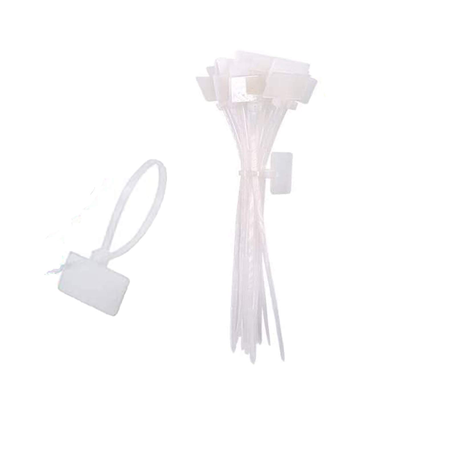 TopHomer 250PCS Nylon Cable Tie Tags, Integrated Tag Zip Tie, White, Cable Tie