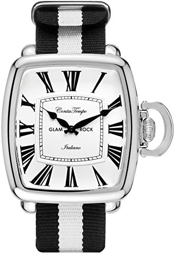 GLAM ROCK MEN'S VINTAGE GLAM NYLON BAND STEEL CASE QUARTZ WATCH GR28083F