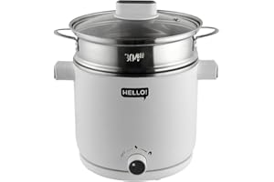 HELLO Electric Multi Cooking Pot 1.5L with Steamer, Portable Cooker for Ramen, Shabu-Shabu, Noodles, Soup, Frying | Stainless
