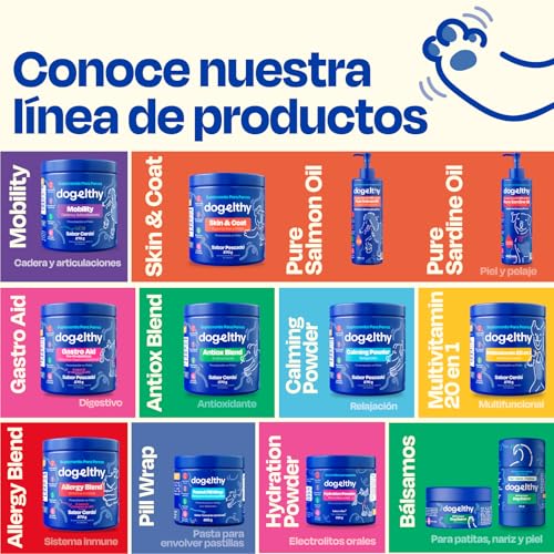 Dogelthy Multivitamin 20 en 1. Suplemento para Perros con con Glucosamina, Complejo B, Aceite de Krill, Vitaminas y Antioxidantes en Polvo. Complemento para Croquetas o Dieta Barf Sabor Cerdo de 270g