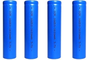 【4 Pack】 16650 3.7V Rechargeable Battery, 1600mAh, 16 * 65mm 3.7 Volt Flat top Lithium 11A for Doorbells, Headlamps, Flashlig