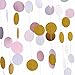 Threemart Gold Party Supplies Gold Pink Glitter Grand Paper Dots Hanging for Bachelorette,Wedding, Birthday Party Decoration-4 Pack
