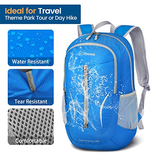 ZOMAKE Ultra Lightweight Packable Backpack 25L, Foldable Hiking Backpacks Water Resistant Small Folding Daypack for Travel(Dark Blue-NEW)
