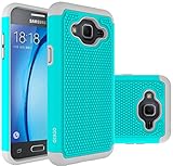 Galaxy J3 Case, Galaxy Amp Prime Case, Galaxy Express Prime Case - OEAGO Shock-Absorption Dual Layer Defender Protective Case Cover For Samsung Galaxy J3 (2016) / Amp Prime / Express Prime - Teal