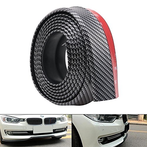 DDSKY Universal Front Bumper Spoiler, 2.5m/8.2ft Car Stickers Carbon Fiber Front Bumper Rubber Styling Door Sill Protector for Car Truck SUV Accessories, Black