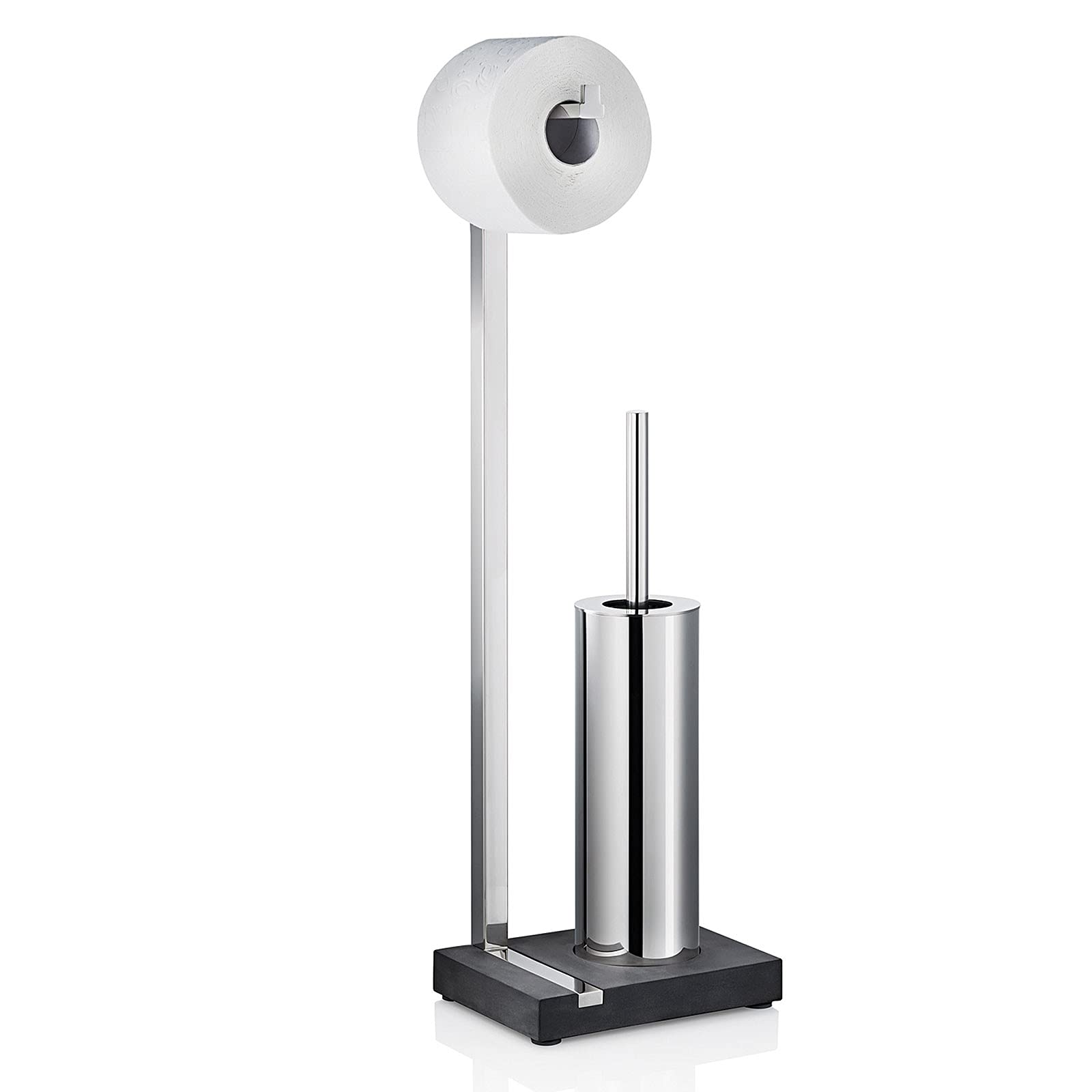 Blomus Toilet Butler, Polished, Stainless_Steel, Silver, Anthracite, H 64,5 cm, B 15 cm, T 20 cm, 68820