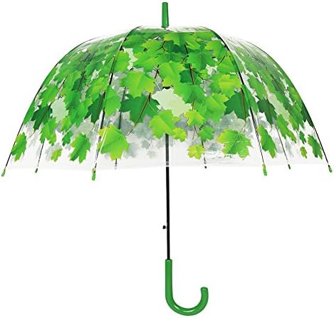 Cherry umbrella, romantic and compact transparent umbrella and rainproof cherry blossom pattern, semi-automatic (green2)