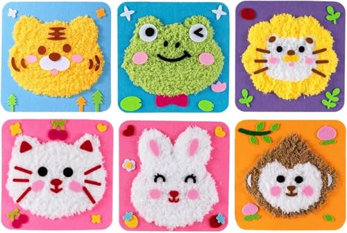 Townscloud DIY Embroidery Doll Set, DIY Embroidery Doll Set, Cartoon Animal Sewing Craft Kit, Funny Cartoon Animal Sewing Craft Kit (6*pcs)