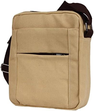Men's Solid Color Zipper Canvas Shoulder Bag