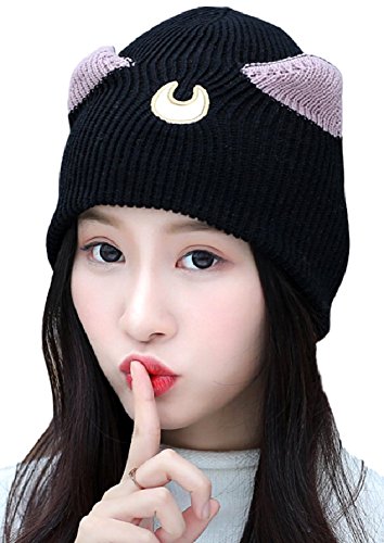 Spj-a sailor moon luna style beanie elegant knitted cat…