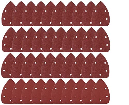 40 Pack Mouse Sanding Sheets Grit Mouse Detail Sander Pads Sandpaper Sheets Discs 140 mm with Five Holes for Polishing 60/80/120/240 Grits