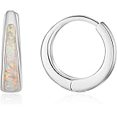 Opal Huggie Earrings for Women Trendy 14k Gold Plated Huggie Hoop Earrings Small Silver Earring Opal Jewelry Birthday Gifts for Women Mom Her