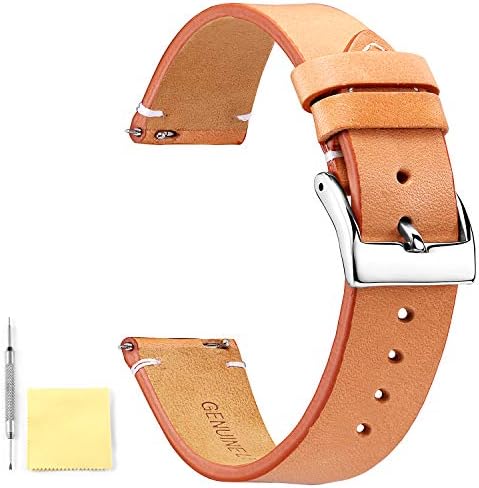 Binlun 本革時計バンド クイックリリース レザーベルト メンズ レディース ステンレスメタルバックルクラスプ付き 男女兼用 12mm 24mm 16mm 人気の定番 mm 22mm 14mm 18mm