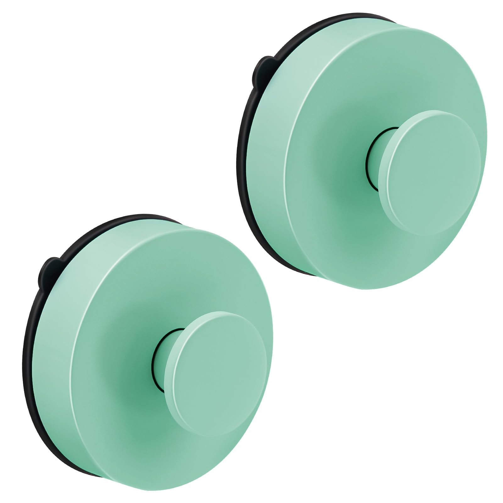 flintronic 2 Pcs Vacuum Suction Cup Hooks, Waterproof Reusable Heavy Duty Towel Suction Cup, Removable ABS Suction Hook for Bathroom Kitchen Bedroom, Green
