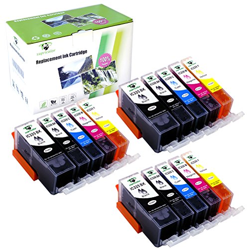 Supricolor 15 Pack PGI-225 CLI-226 Ink Cartridges High Yield Compatible with PIXMA iP4820 iP4920 iX6520 MG5120 MG5220 MG5320 MG6120 MG6220 MG8120 MG8220 MX712 MX882 MX892 (3 set)