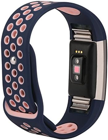 For Fitbit Bands, Wristband Adjustable Comfortable Soft Silicone Replacement Band for Fitbit Charge 2 Fitness (Blue &amp; Pink, Large (6.7”-8.1”))