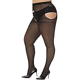 WiliW Suspender Pantyhose for Women Plus Size Garter Belt Sheer Tights Sexy Thigh High Stockings