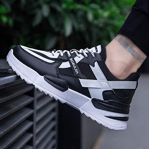 TnaIolral Men Running Sneakers Mesh Casual Shoes Low-Top Student Breathable Shoes (US:9.5, Black)
