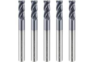 ZZBD-CT Carbide Square End Mills-4 Flute TiALSiN Coated,for Milling Alloy Steels, Hardened Steel, Metal etc.5 Pcs 3/16 inch