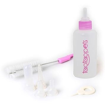 Taotaopets Aufzuchtflasche Pet Nurser Flasche 60ml Haltbares Silikon Wasser Milch Flasche Neugeborene Mit 1 Reinigungsbürste 4 Sauger Und 1 Nadel Für