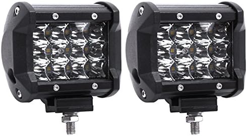 Led Light Pods by Glaretek | 2PCS 4inch 36W Triple Row Led Light Bar Off-Road Truck, ATV, SUV, UTV, 4WD, Jeep, Boat | IP67 Waterproof with Wiring Harness and Mounting Brackets, 12 Months Full Warranty