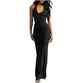 Floerns Women's Sleeveless Maxi Dress Halter Neck Backless Fishtail Hem Evening Bodycon Dresses