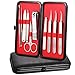 Blackhead Remover Comedone Extractor Tweezers Manicure Nail Clippers Kit, for Nial Cutter Acne Pimple Blemish Removal Professional Stainless Steel Travel Tools Set with Leather Case by Teamkio