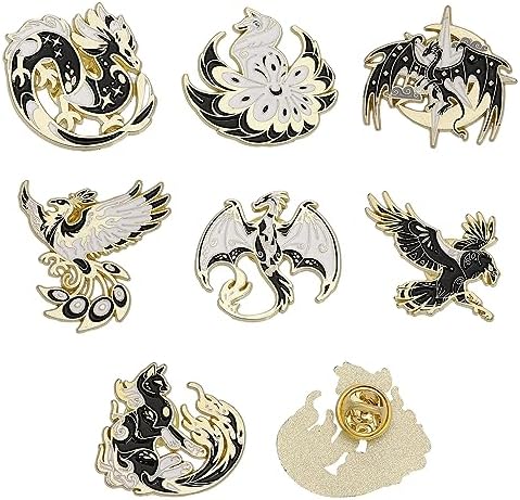 Amazon.com: Black Kitsune Fox Red Flowers Japanese Enamel Pin