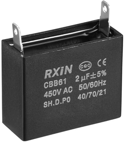 Fasizi 2Pcs CBB61 2uF 450V AC Capacitor – For Air Conditioner Fans, Ceiling Fans & Motor Run