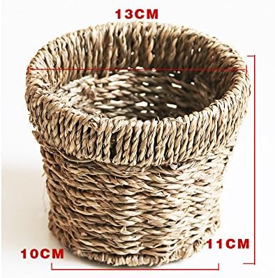Endlless Hand-Woven Natural Straw and Willow Basket Wicker Flower Pots Flower Wall Hanging Flowerpot Hanging Basket Rustic Rattan Hanging Wall Basket-13