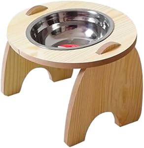 GREENWISH Raised Pet Bowls for Cats and Dogs Wood Elevated Dogs Cats Food and Water Bowls Stand Feeder with Steel Bowls for Small Dogs Pet Foot Dish Holder(Only for Small Dog)