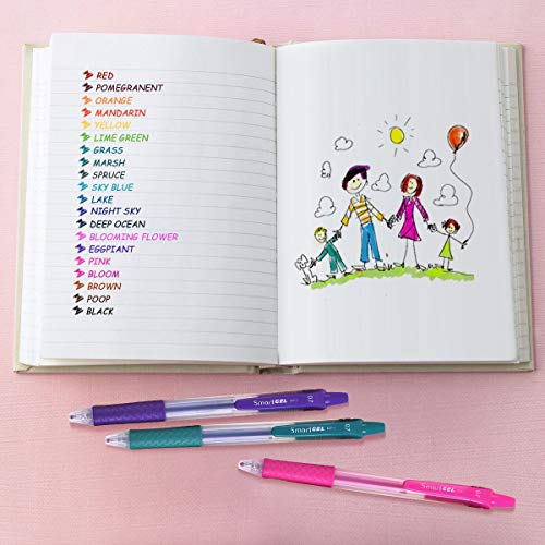 Gel Pens Set 20 Colors Medium Point Colored Pens Retractable Gel Ink Pens with Comfort Grip,Smooth Writing for Journal Notebook Planner in School Office Home by Smart Color Art