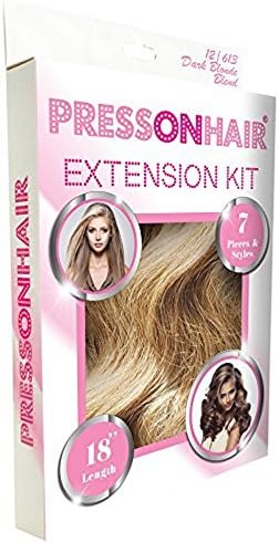Press On Hair 7 Piece Extension Kit, Dark Blonde
