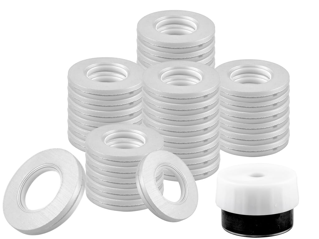 AZKEEGREY 50Pcs Silver Curtain Eyelet Rings 40mm, Silencing Curtains Grommets, Curtain Roman Rings with Eyelet Plastic Rings for Curtain with Hole Punchers Tool