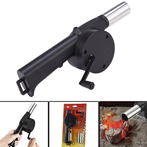 OVERMAL BBQ Hand Crank BBQ Fan Air Blower Powered Fire Bellows Outdoor Camping Cooking - Thumbnail 5
