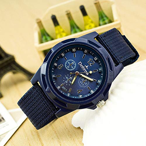 Military Watch,Men Analog Watches Army Filed Tactical Sport Wrist Watches Canvas Strap Calendar Date (Purple -3)