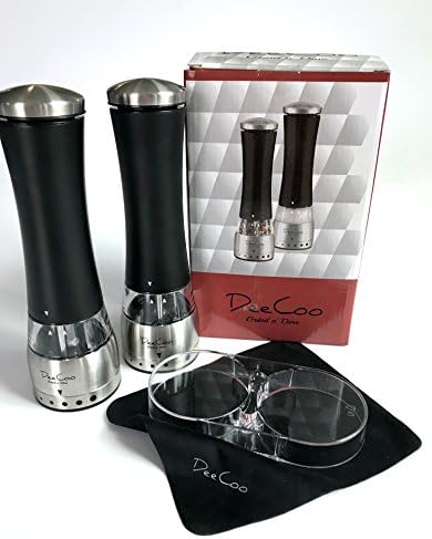 Battery Operated Salt and Pepper Grinder Set Electric Grinders With LED Lights Can Adjust the Coarseness of the Grind