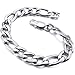 Naivo Men's Stainless Steel Bracelet Link Wrist Curb Silver Tone