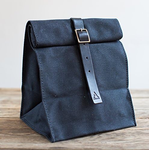 No.215B Waxed Canvas Lunch Tote in Black - Made in USA
